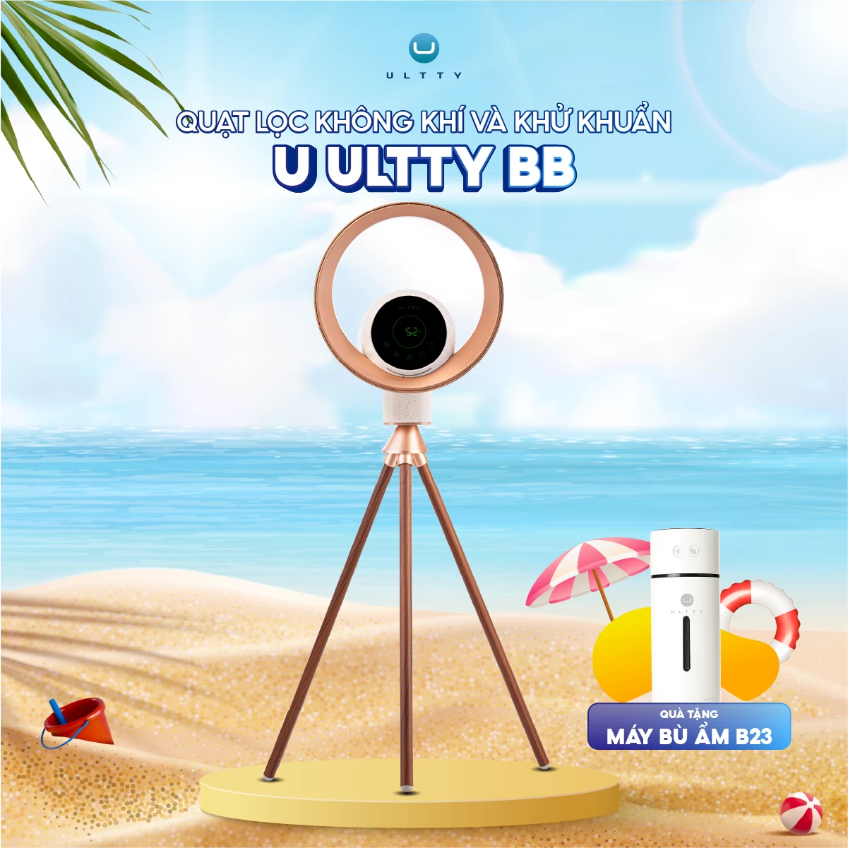 Quạt lọc không khí và khử khuẩn U ULTTY BB Róse Champagne