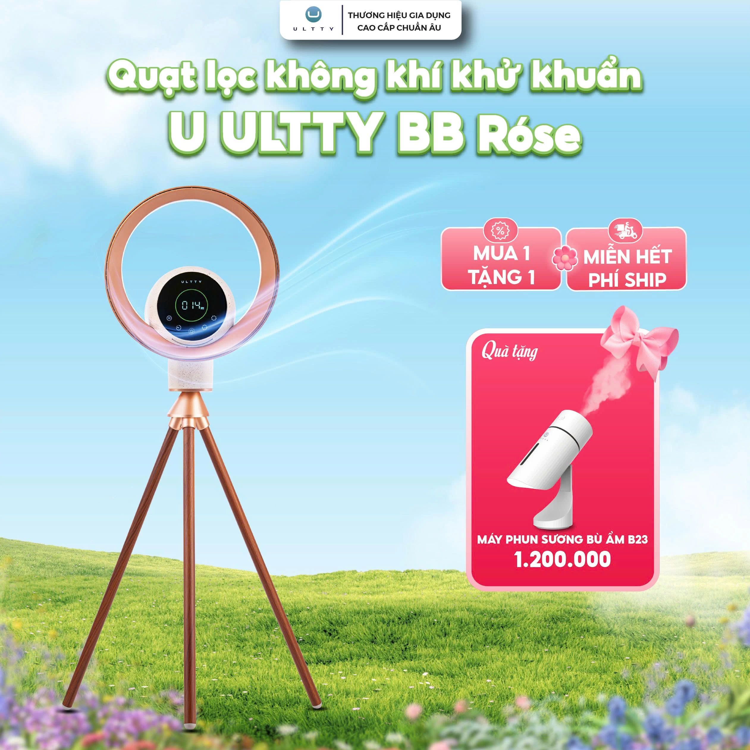 Quạt lọc không khí và khử khuẩn U ULTTY BB Róse Champagne