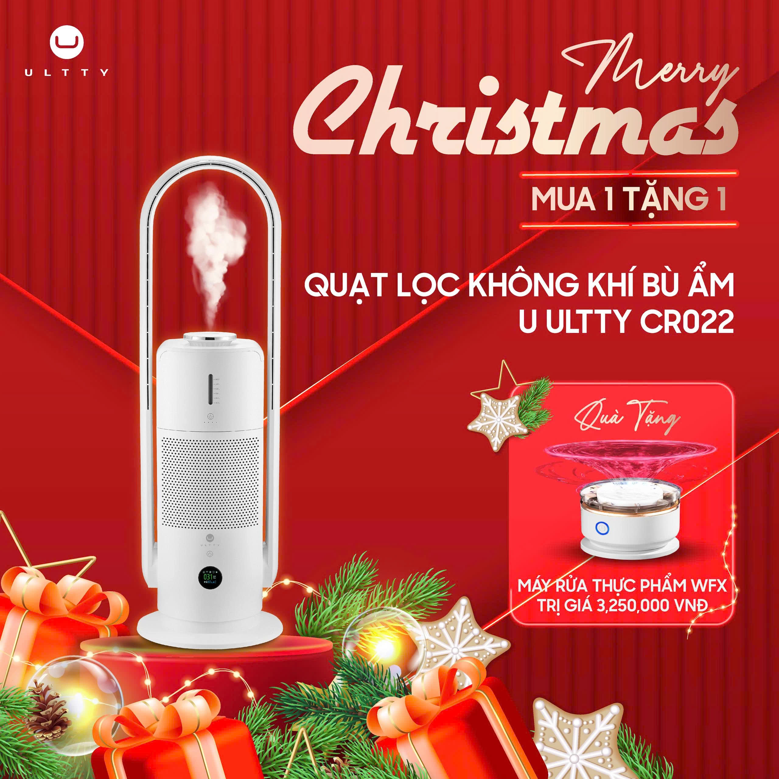 Quạt Lọc Không Khí Bù Ẩm U-ULTTY CR022, Diệt Khuẩn Bằng Tia UV, Công Nghệ Bội Khí, Chế Độ Làm Mát 9 Cấp, Bộ Lọc HEPA H14 Loại Bỏ 99,97% Bụi Mịn, Vi Khuẩn, Virut, Bù Ẩm 3 Cấp
