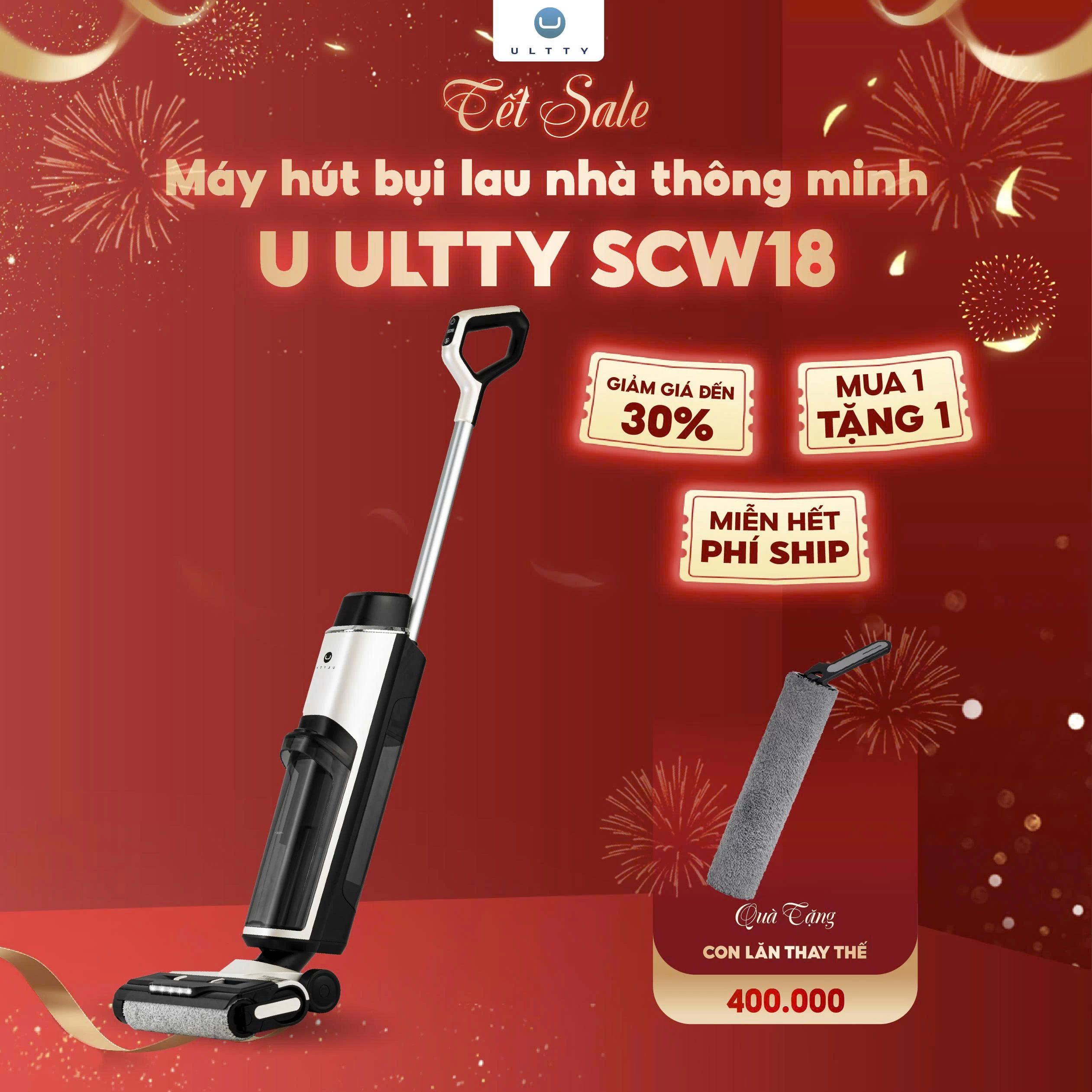 Máy Lau Nhà Hút Bụi Thông Minh U Ultty SCW18 Màu Trắng Ngọc Trai