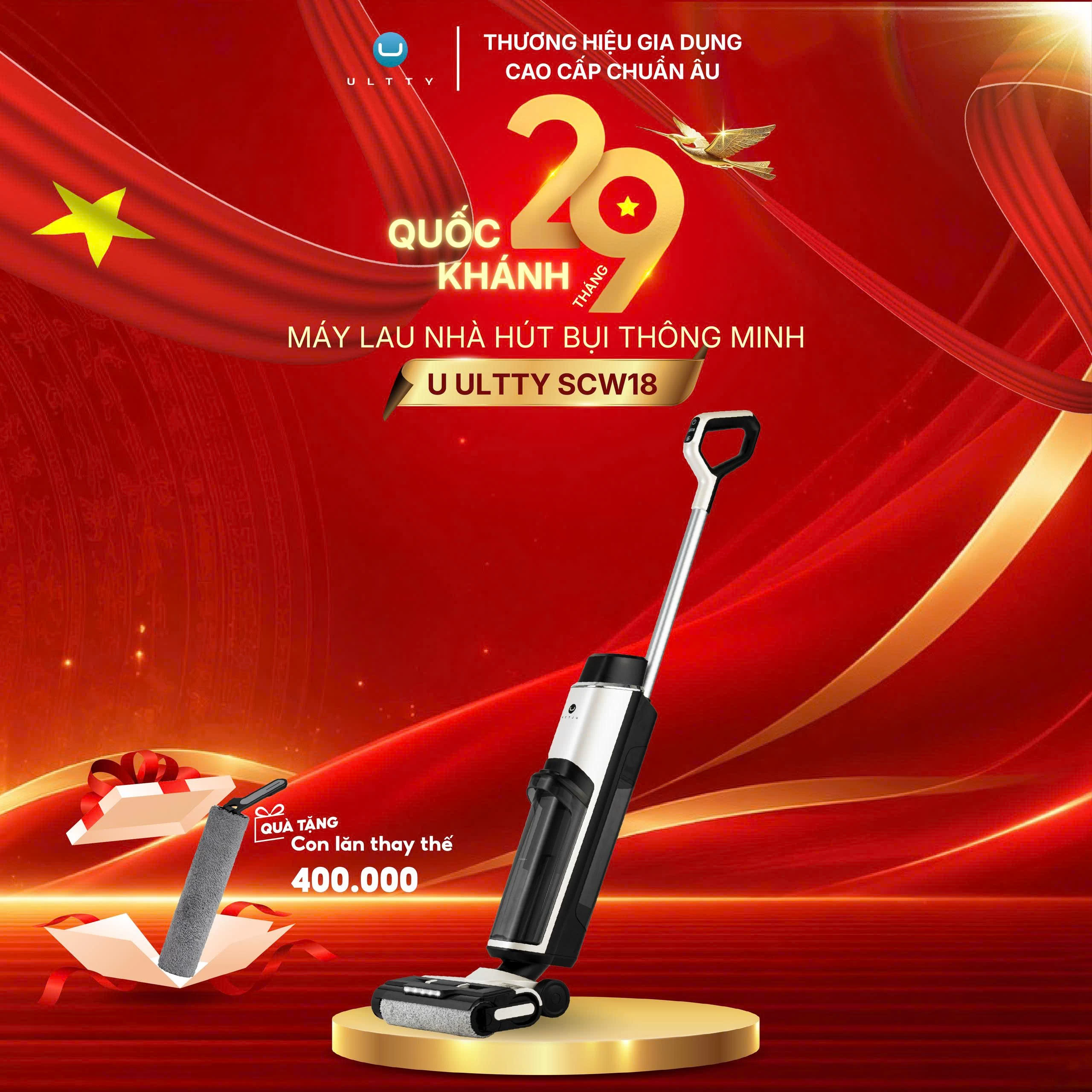 Máy Lau Nhà Hút Bụi Thông Minh U Ultty SCW18 Màu Trắng Ngọc Trai